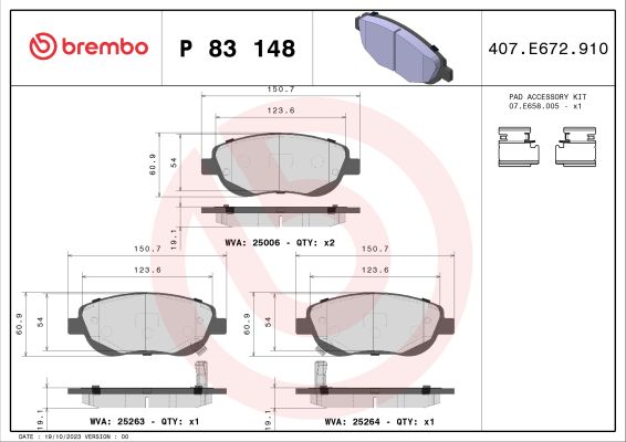 A.B.S. P 83 148 BREMBO Bremsbelagsatz, Scheibenbremse